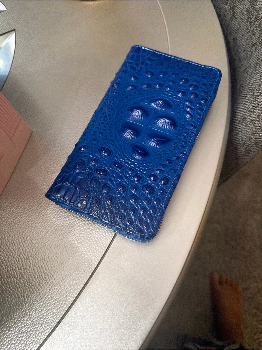 Blue Croc-Texture  Wallet - Picture 3 of 4
